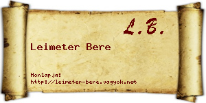 Leimeter Bere névjegykártya